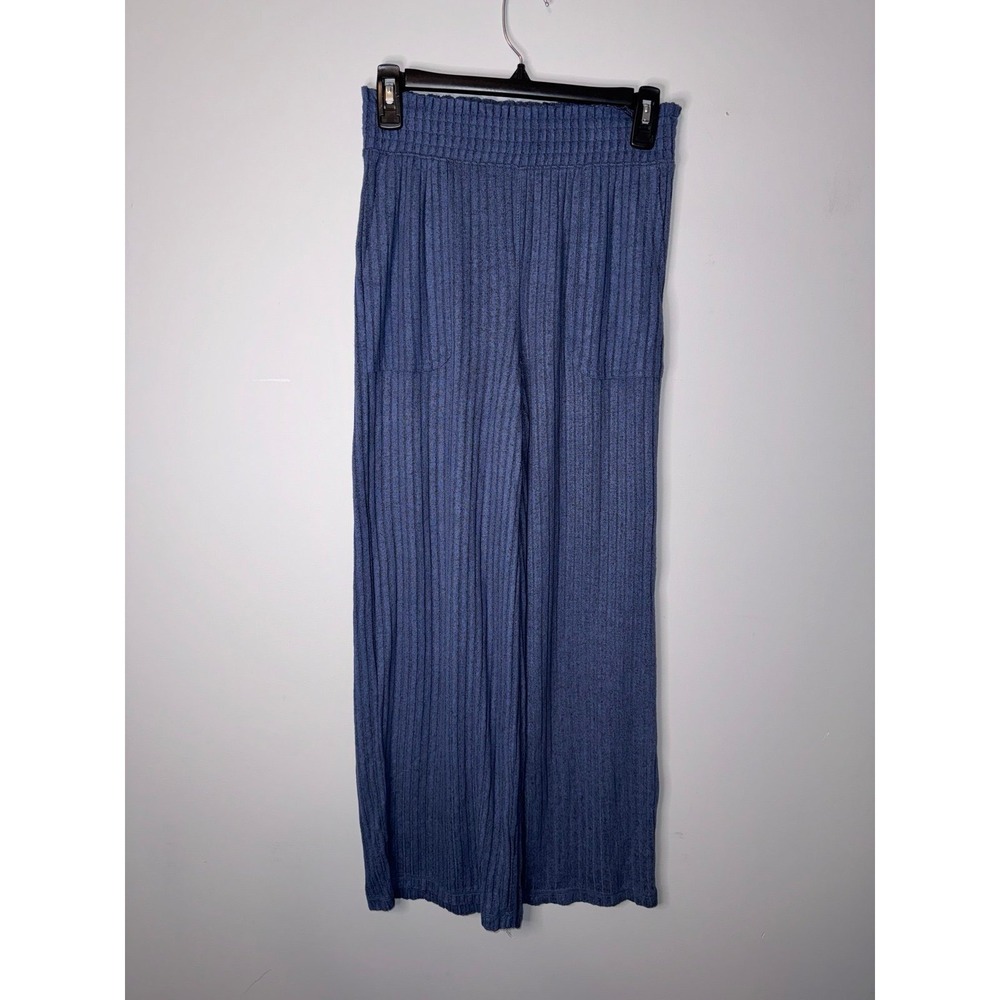 SO Women’s Blue Ribbed Flare Palazzo Pants Soft Pants Small